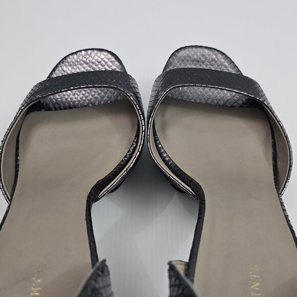 AllSaints Tia Platform Heel Sandal Womens 10 Metallic Bronze Gold Gray Embossed - Picture 13 of 16